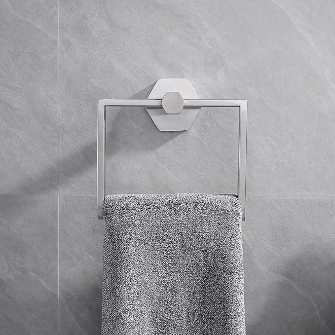 GERZWY Modern Towel Holder SUS 304 Stainless Steel Towel Hanger Towel Ring for Bathroom Wall Mount, Brushed Finish