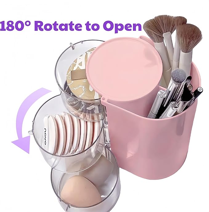Girls Hair Accessories Organizer with Hair Brush Holder,Hair Organizer Storage With 2 Hooks For Girls,3 Layer Hair Tie Organizer (Pink)