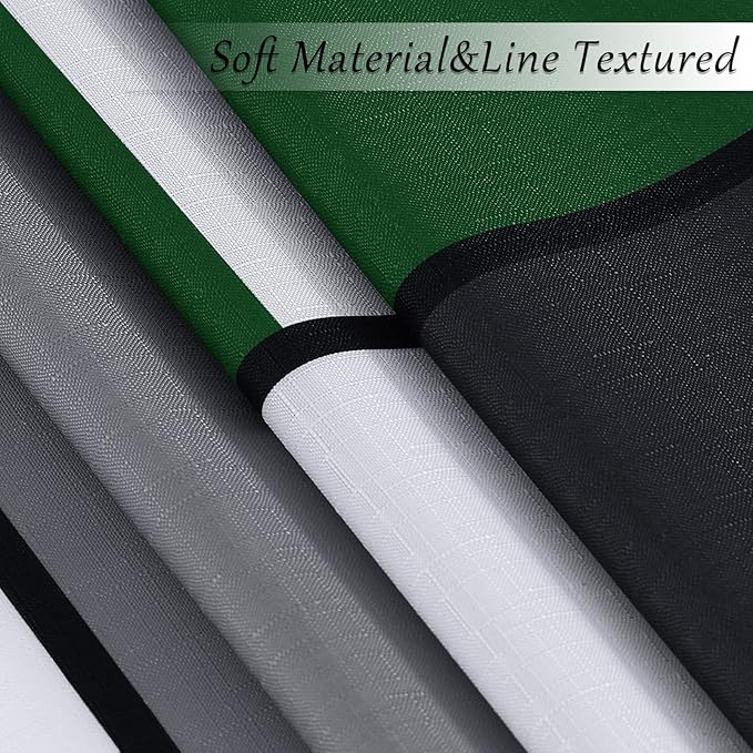 Green Shower Curtains for Bathroom Grey Shower Curtain Set with Hooks Geometric Linen Fabric Green and White Bath Curtains Decorative Water Repellent, 72x72