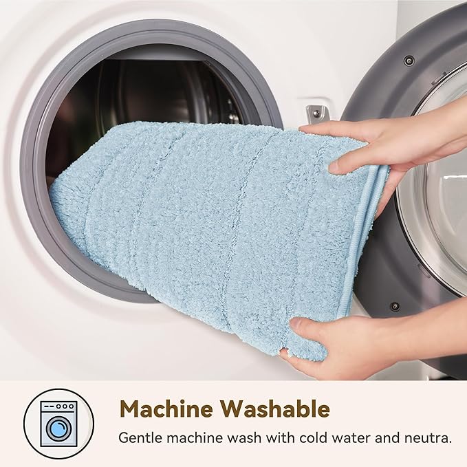 GRANNY SAYS Bathroom Rugs Non Slip, 20" x 32", Bath Rugs for Bathroom Washable, Bath Mats for Floor, Microfiber Bath Mat for Tub, Absorbent Bath Rugs for Shower Room, Pearl White