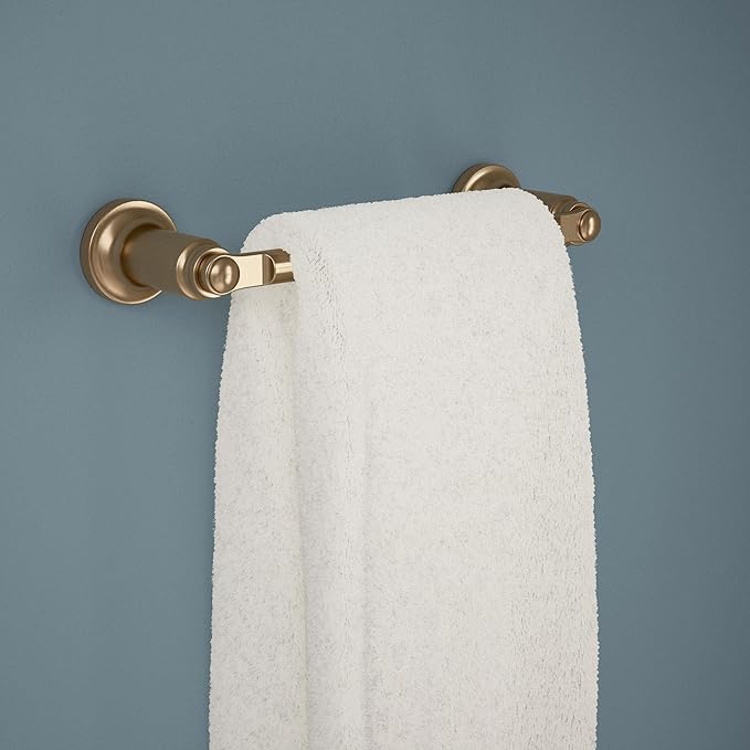 Delta Saylor (1-Pack) 8'' Towel Rack for Bathroom Champagne Bronze Towel Bar for Bathroom Wall Hand Towel Holder Rod Wall Mounted Kitchen Towel Holder 73508-CZ