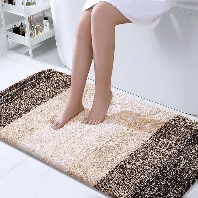 OLANLY Bathroom Rugs Mat 44x24, Extra Soft Absorbent Microfiber Bath Rugs, Rubber Backing, Quick Dry, Machine Washable Bath Mats for Bathroom Floor, Tub and Shower, Home Decor Accessories, Light Brown
