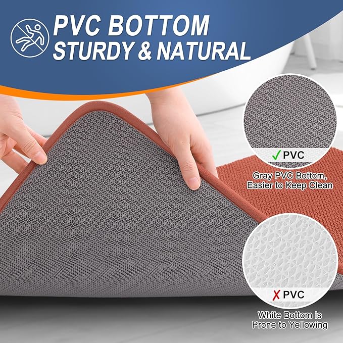 OLANLY Thick Memory Foam Bath Mats Rugs 44x24, Extra Soft Absorbent Bathroom Rug, Quick Dry Bath Mat, Non-Slip, Machine Washable Carpet, Tub and Shower, Home Decor Accessories, Rustic Terracotta