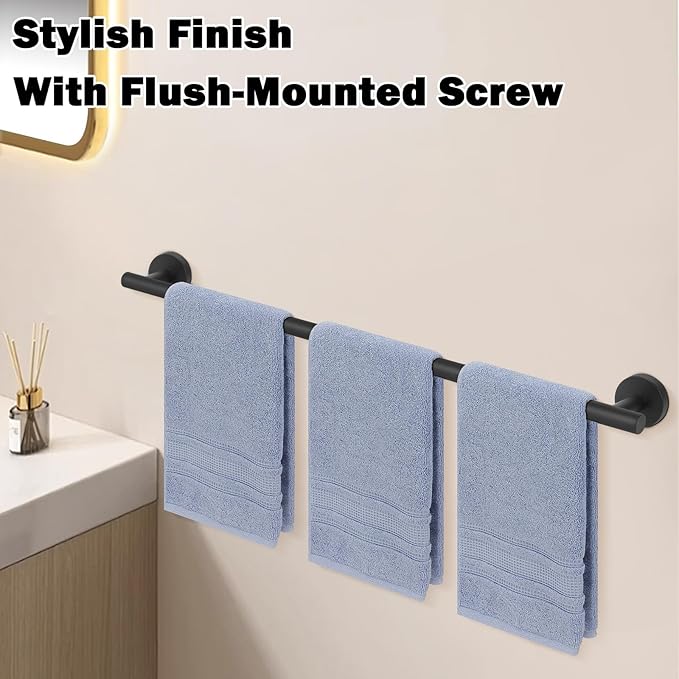 Livabber Bath Towel Bar, 304 Stainless Steel Towel Rack, Heavy Duty Towel Holder Wall Mounted for Bathroom/Kitchen, Usable Hanging Length-30 Inch, Total Length-33 Inch (Black)