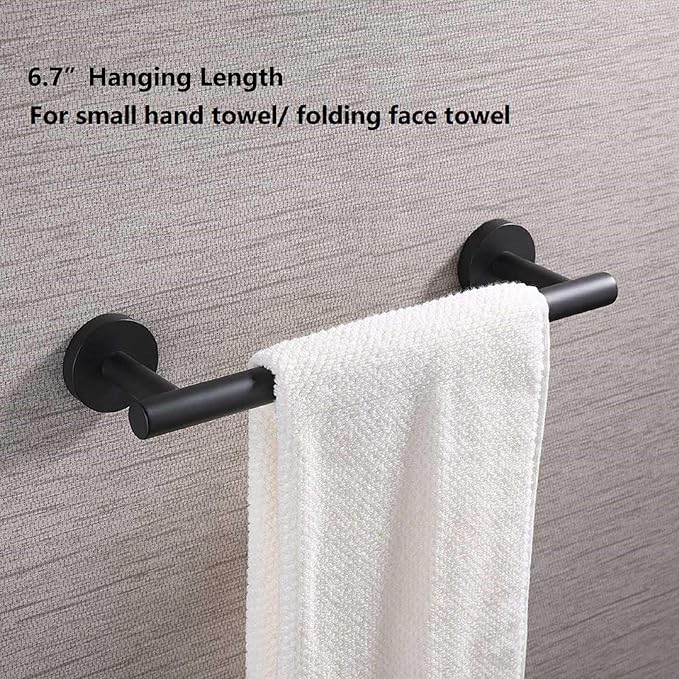SEIDO Anti-Dropping Towel Bar with 6.7" Usable Lenth, Stainless Steel Towel Rack for Bathroom Wall, Double Locking Design Towel bar for Bathroom, Matte Black, 9 inch, 2pc