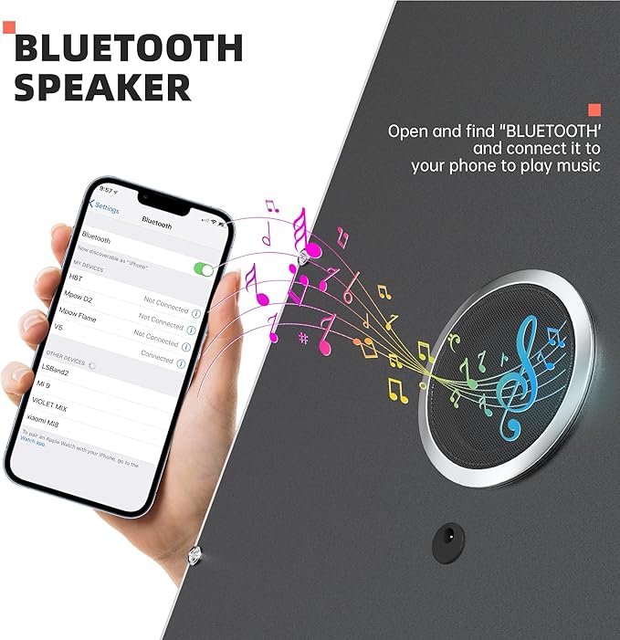 MINISO Vanity Mirror with Lights and Bluetooth Speaker- 10.6" x 13.8" Hollywood Makeup Mirror with 3 Color Lights, Smart Touch Control, Rounded Rectangle White Frame