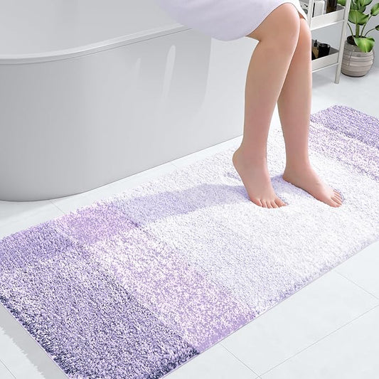 OLANLY Bathroom Rugs Mat 54x24, Extra Soft Absorbent Microfiber Bath Rug, Rubber Backing, Quick Dry, Machine Washable Bath Mats for Bathroom Floor, Tub and Shower, Home Decor Accessories, Light Purple