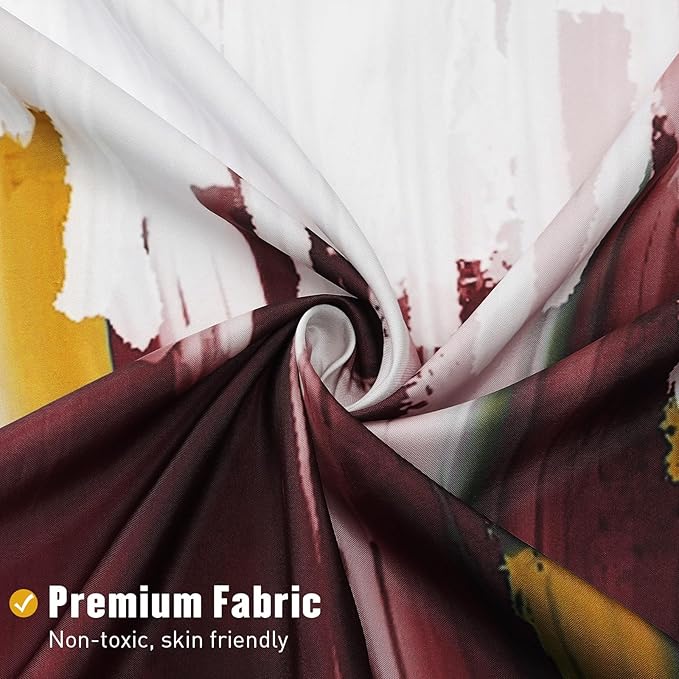 MitoVilla Burgundy Shower Curtain, Graffiti Ombre Fabric Shower Curtains for Modern Abstract Bathroom Decor, Brush Strokes Oil Painting Design, Watercolor, 72 x 72