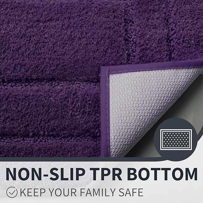 GRANNY SAYS Bathroom Rugs and Mats, 16" x 24" Non-Slip Bath Mat for Bathroom, Super Soft Absorbent Microfiber Bath Rug, Machine Washable and Dry, Small Purple Rug for Shower, Tub and Bath Floor