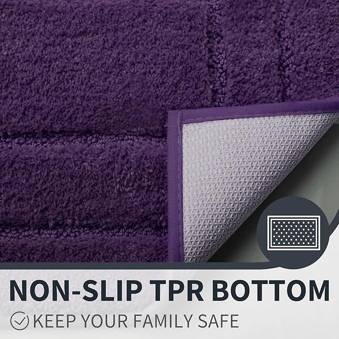 GRANNY SAYS Bathroom Rugs Non Slip, 32" x 20", Bath Rugs for Bathroom Washable, Bath Mats for Floor, Microfiber Mat for Tub, Absorbent Rugs for Shower Room, Purple