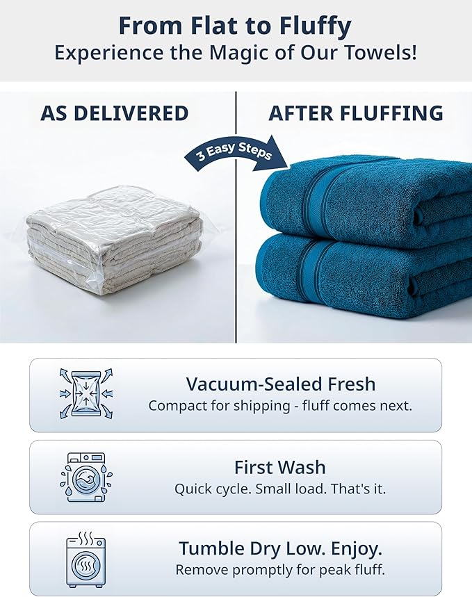 LANE LINEN Luxury Bath Towels Set - 12 Piece, 100% Cotton, Zero Twist, Super Soft & Absorbent, 4 Bath Towels, 4 Hand Towels, 4 Washcloths - Sea Port