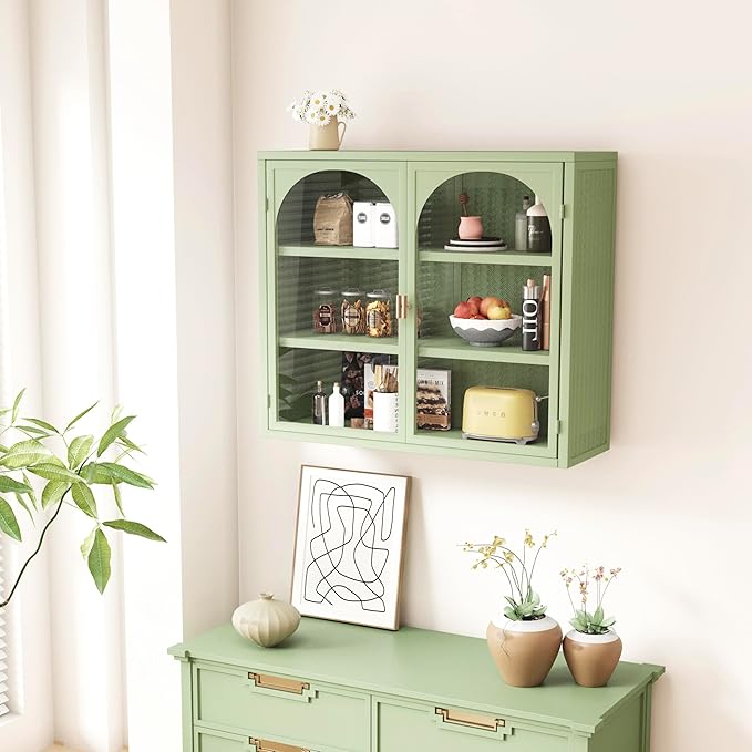 Medicine Cabinet,Medicine Cabinets for Bathroom with Glass Doors Shelf,Bathroom Cabinet Wall Mounted Wooden Bathroom Storage Cabinet Bathroom Cabinet Kitchen (Green3)