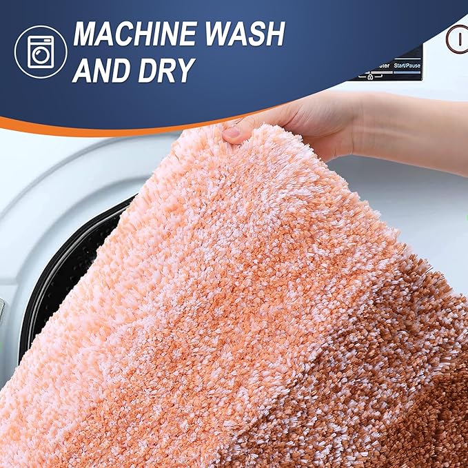 OLANLY Bathroom Runner Rugs 59x20, Extra Soft Absorbent Microfiber Bath Rugs, Rubber Backing, Quick Dry, Machine Washable Bath Mats for Bathroom Floor, Tub and Shower, Home Decor Accessories, Orange