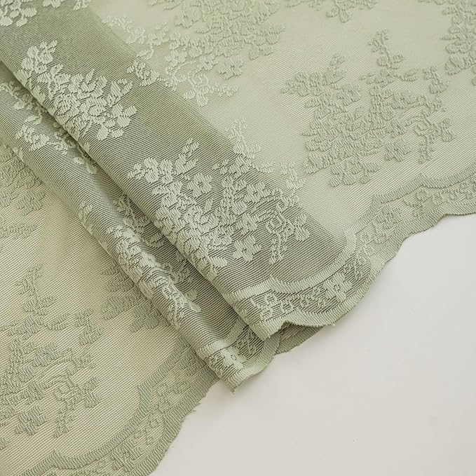 YJ YANJUN Boho 72x84 inch Shower Curtain Sage Green Lace Long Shower Cutain 84 Length Fancy See Through Shower Curtain 9 Foot Farmhouse Vintage Country Spring Summer Bathroom Décor 72" x 84"