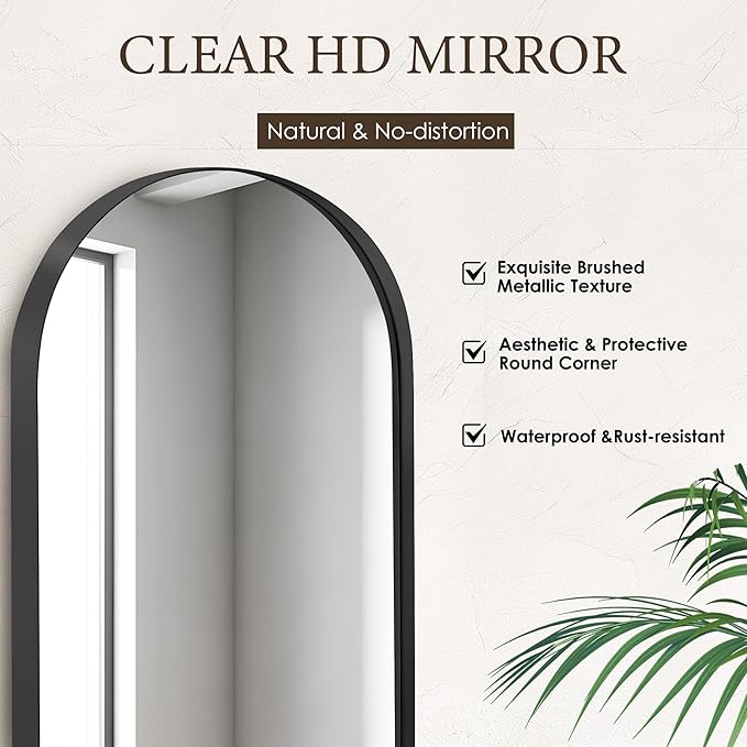 SogesHome Arched Medicine Cabinet with Mirror, 24"x36" Modern Recessed Mirror Cabinet, Wall Mount Decro Vanity Mirror with Storage with 2 Shelves Perfect for Bathroom, Black