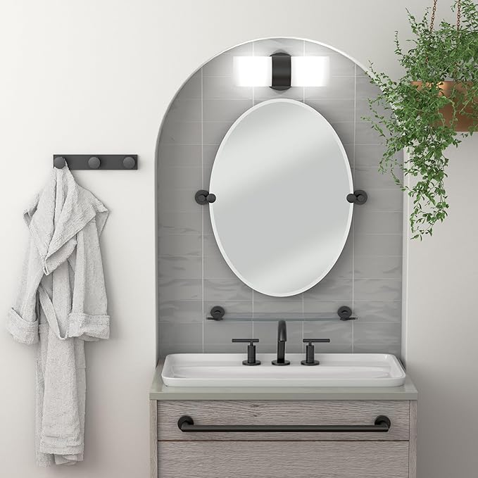 Gatco 4632MX Glam Towel Ring, Matte Black | Wall Mounted 6.5"W Towel Holder Ring for Bathroom