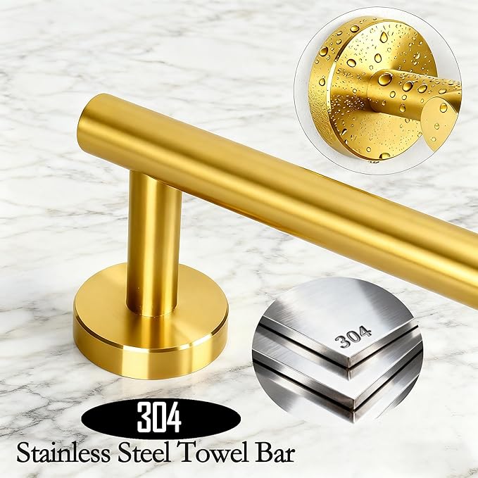Towel Racks for Bathroom, Stainless Steel Towel Rack, Bathroom Towel Holder, Towel Bar for Bathroom Wall, Towel Holder for Bathroom Wall, Bathroom Towel Rack, Towel Bar, Bathroom Accessories (Gold)