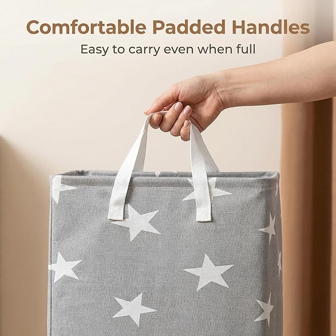 Laundry Basket, Large Clothes Hamper Collapsible, Sturdy, Free-Standing with Reinforced Handles for Bedroom, Bathroom, Dorm