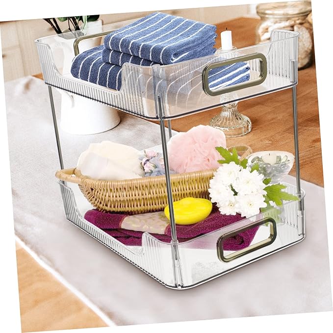 2-Tier Bathroom Countertop Organizer Vanity Holder Multi-Functional Toiletry Storage Rack for Makeup and Dresser Space-Saving Bathroom Shelf