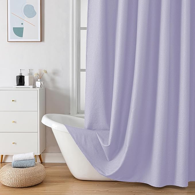 OVZME Lavender Stall Fabric Shower Curtain 36 x 72 Inch, Soft Waffle Small Shower Curtain for Bathroom with Texture for Narrow Stall Size, Machine Washable Water Resistance, Hotel Style