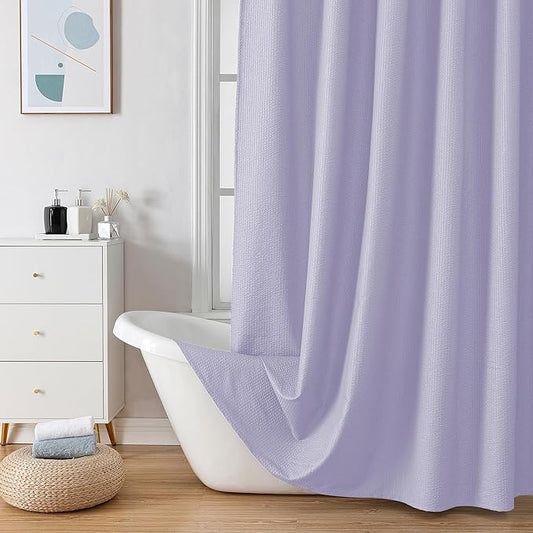 OVZME Lavender Stall Fabric Shower Curtain 36 x 72 Inch, Soft Waffle Small Shower Curtain for Bathroom with Texture for Narrow Stall Size, Machine Washable Water Resistance, Hotel Style