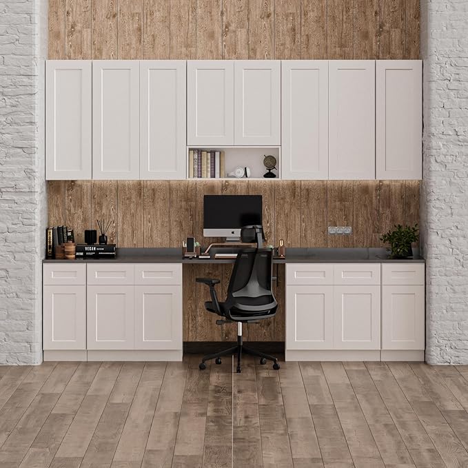 Kisart Laundry Room Cabinets Wall Mounted with Doors & Shelves, Solid Wood RTA Medicine Storage Cabinet, 30" Wx36 Hx12 D Inch White Shaker Hanging Cupboard, Space-Saving for Kitchen, Bathroom, Garage