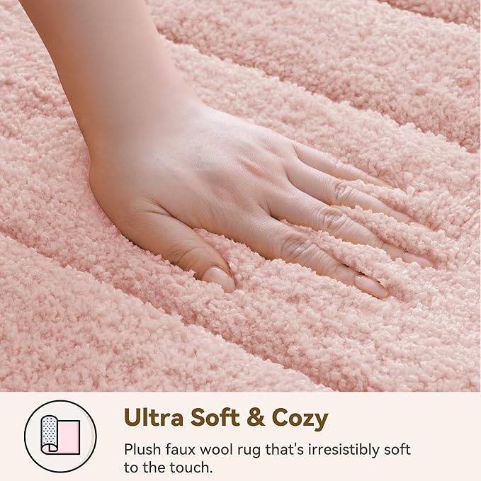 GRANNY SAYS Bathroom Rugs and Mats, 16" x 24" Non-Slip Bath Mat for Bathroom, Super Soft Absorbent Microfiber Bath Rug, Machine Washable and Dry, Small Pink Rug for Shower, Tub and Bath Floor