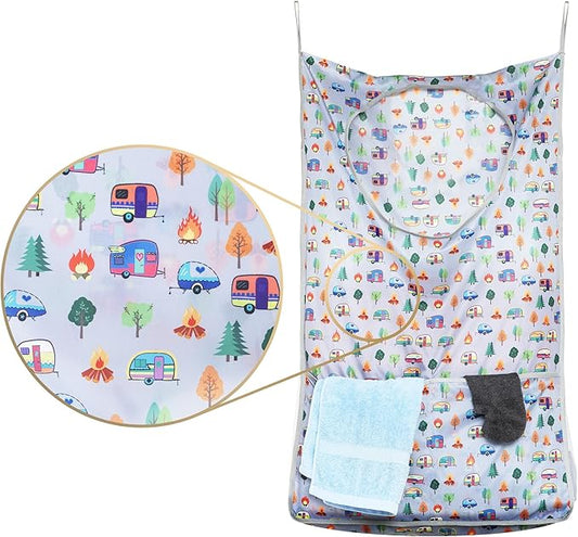 Kay&J Hanging Laundry Hamper, with Side Mesh for Extra Large Capacity, Handy RV accessory and Camper Decor, 32x19 Inch, Over the Door Laundry Bag