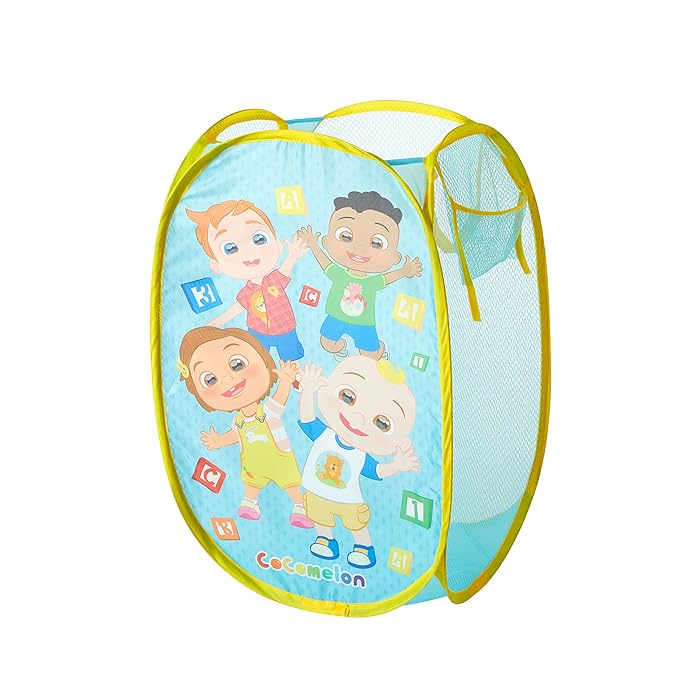 Cocomelon Pop-Up Hamper with Durable Carry Handles, Kids Laundry & Room Storage Organizer, 21?€?H x 13.5?€?W x 13.5?€?L