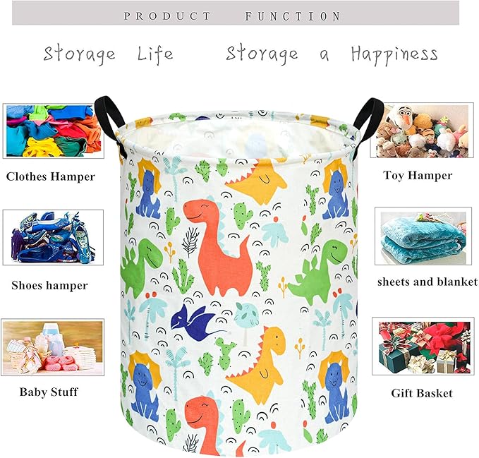 KUNRO Round Laundry Gift Basket Storage Hamper, Clothes Storage Organizer Bins, Shelf Basket with Handles for Room Decor