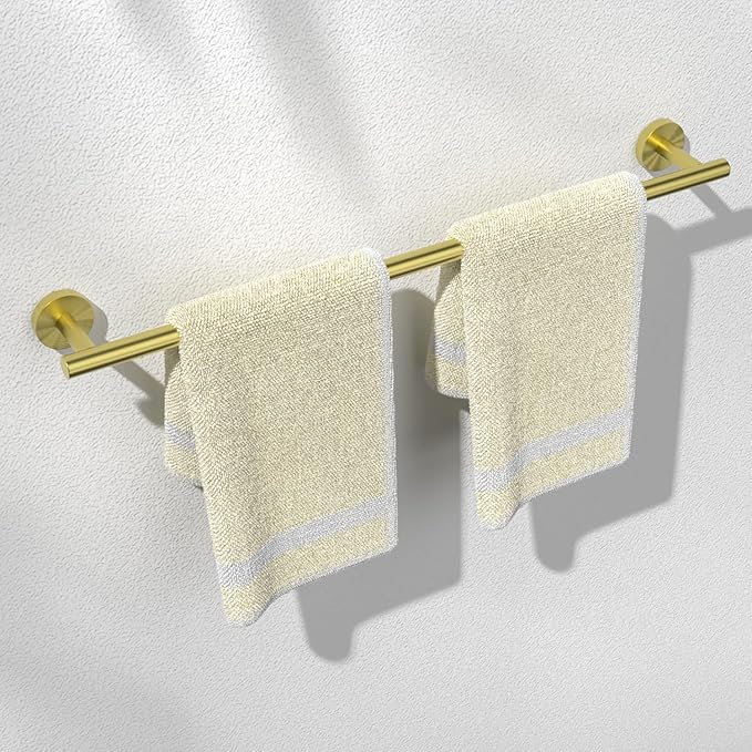 HITSLAM Gold 24 Inch Towel Bar for Bathroom, SUS304 Stainless Steel Bathroom Towel Rack Wall Mounted, Modern Home Decor Bath Towel Holder with Hardware Accessories (Total Length 25.7 Inch)