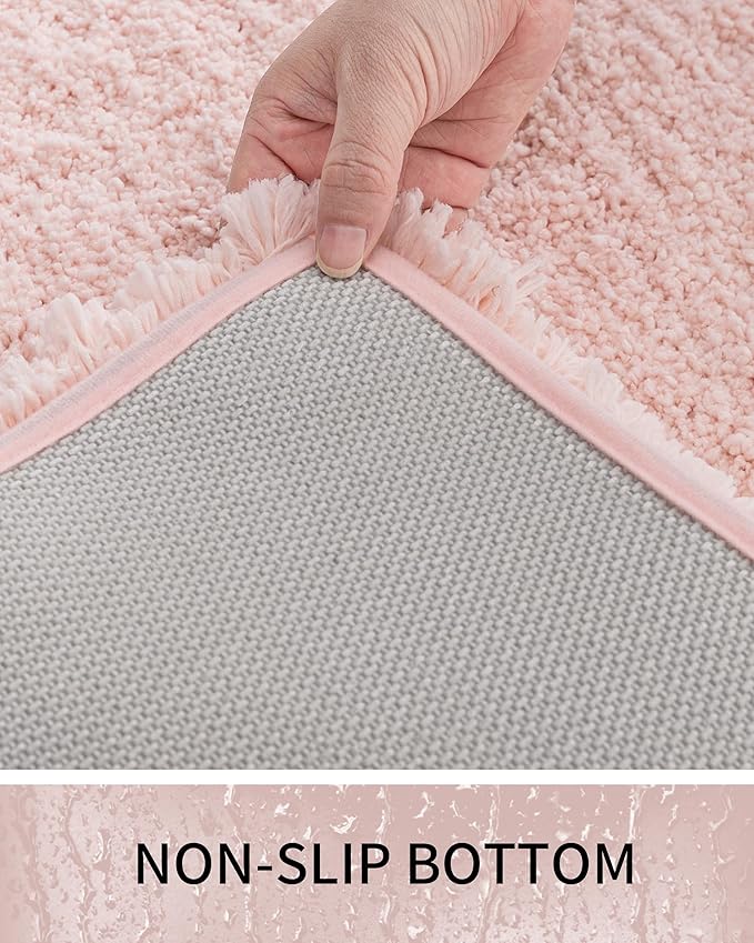 Bathroom Rugs Non Slip Washable 70x24, Ultra Thick Soft Microfiber Absorbent Bath Mats, High Density Foam Latex Non Slip Backing Bath Rugs, Fluffy Floor Carpet for Tub&Shower, Pink