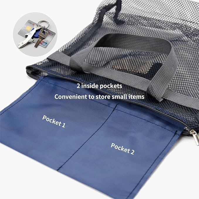 TOPASION Mesh Shower Caddy Bag Portable Hanging Toiletry and Bath Organizer with Zipper for Travel, Gym, Camping, College Dorms, Beach