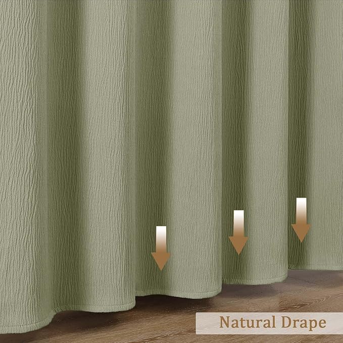 Aiyufeng Fabric Green Long Shower Curtain for Bathroom, 3D Textured Pattern Shower Curtain Hotel Spa Quality, Boho Bathroom Curtain Modern Style Soft Cloth Luxury, Machine Washable,72x84 Inches