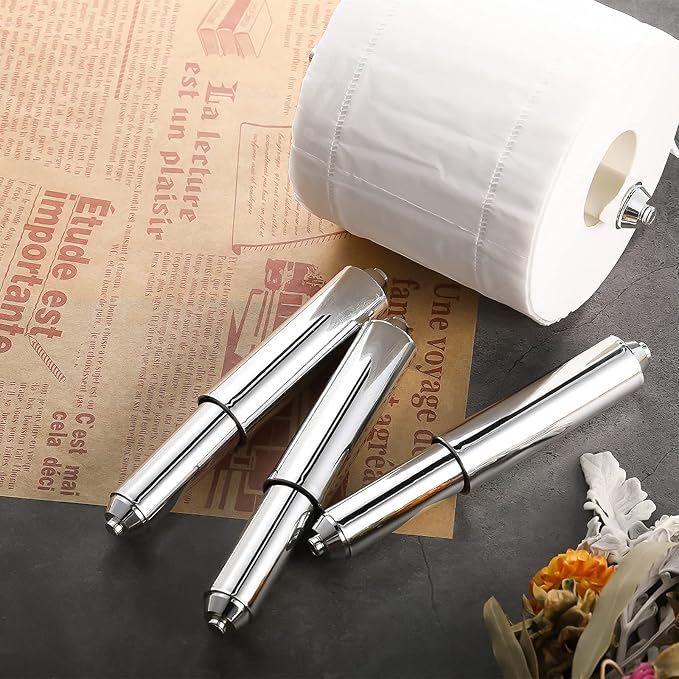 Shappy 2 Pcs Universal Toilet Paper Holder Replacement Rod Spring Loaded Plastic Retractable Paper Replacement Rod Toilet Tissue Roll Holder Insert for Bathroom Home Fixture Accessories (Silver)