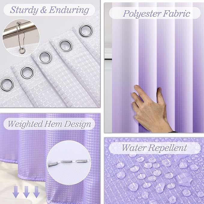 Bathroom Set - 27PC Bathroom Sets with Shower Curtain and Rugs, Purple Bathroom Set, Purple Bathroom Accessories Set with Push-lid Trash Can, Toilet Brush & Soap Dispensers