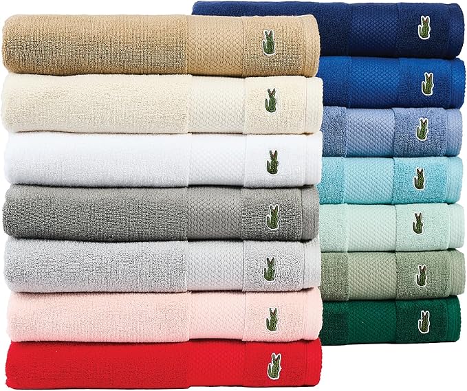 Lacoste Heritage 100% Supima Cotton Bath Sheet, Surf Blue, 35" x 70" – Highly Absorbent & Quick Drying, Premium Super Soft Bath Towel, Bathroom Essential, Gift for All Occasions, Machine Washable