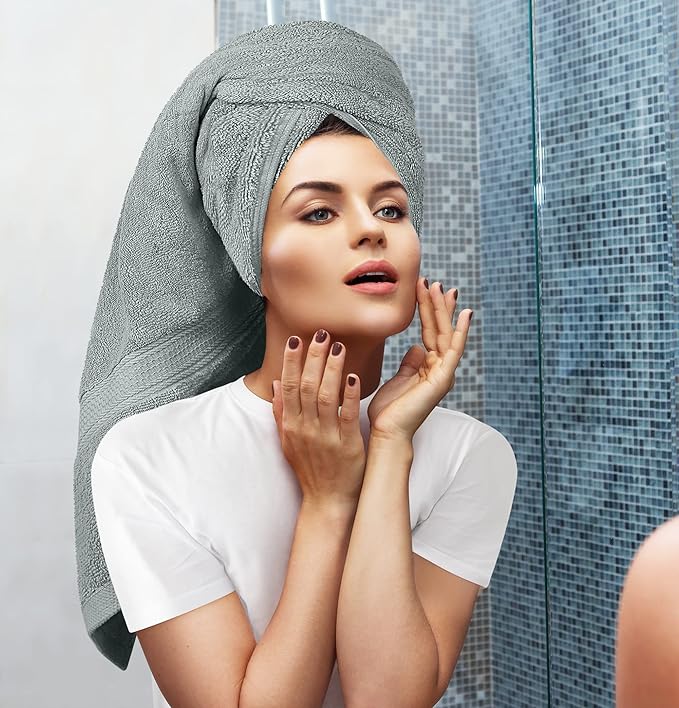 Utopia Towels 8 Piece Luxury Towel Set – Majestic Plush, Super Absorbent & Quicker-to-Dry, Thick 100% Ring Spun Cotton Towels for Bathroom, Spa & Hotel – 2 Bath, 2 Hand, 4 Washcloths, Cool Grey