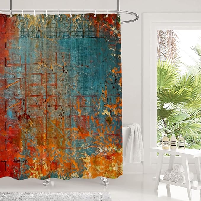 Shrahala Abstract Grunge Color Decorative Shower Curtain, Solid Colored Pink Bathroom Décor Polyester Fiber Waterproof with Plastic Rings for Shower Stall Bathtubs 72 X 60 in