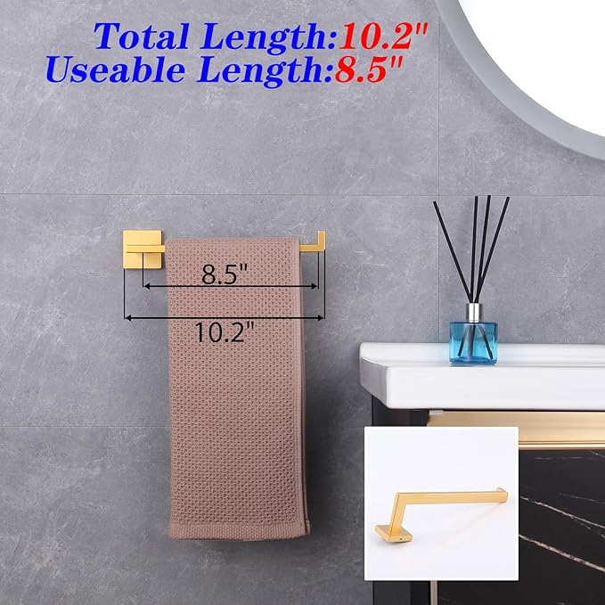 GERZWY Gold Stainless Steel Hand Towel Holder Modern Bathroom Towel Ring Wall Mounted IG1806-BE