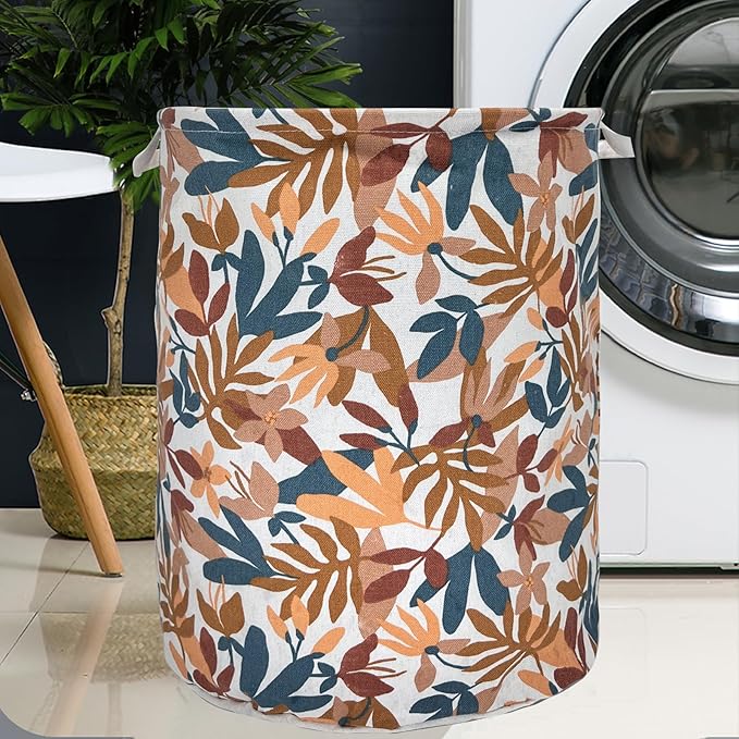 Merdes 19.7?€??€? Waterproof Foldable Laundry Hamper, Dirty Clothes Laundry Basket, Linen Bin Storage Organizer for Toy Collection (Plant Yellow)