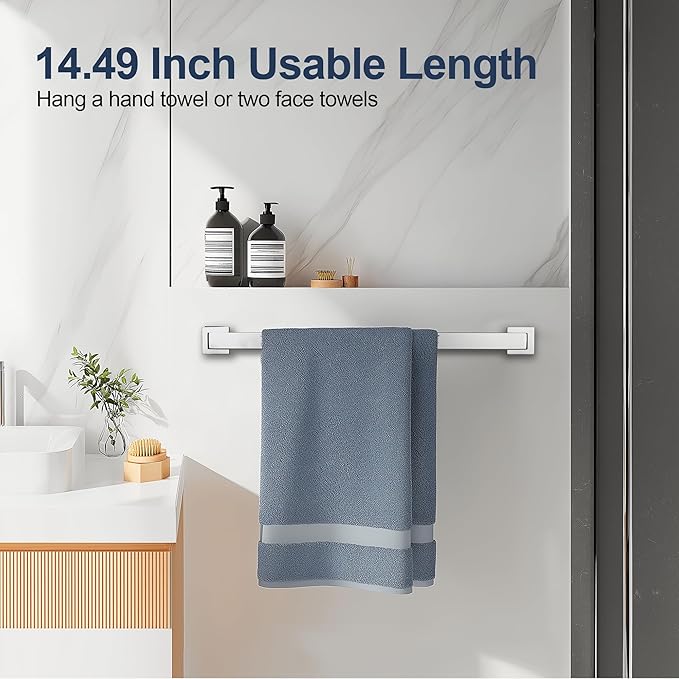 SEIDO 16 Inch Polished Chrome Towel Bar, Heavy Duty & Rust-Proof 304 Stainless Steel Bath Towel Holder, Modern Square Wall Mounted Towel Rack for Bathroom, Kitchen, RV