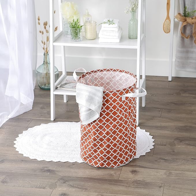 DII Laundy Collection, PE Coated Collapsible Bin, Cinnamon Lattice, Laundry Hamper