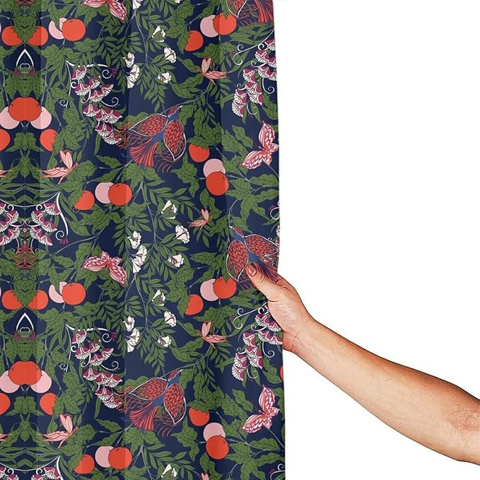 Bohemia William Morris Art Shower Curtain, Flowers Birds and Berries Retro Shower Curtain Sets for Bathroom Fabric Bath Curtain Washable 12 Hooks 72x72 Inches(183x183cm), Style-6
