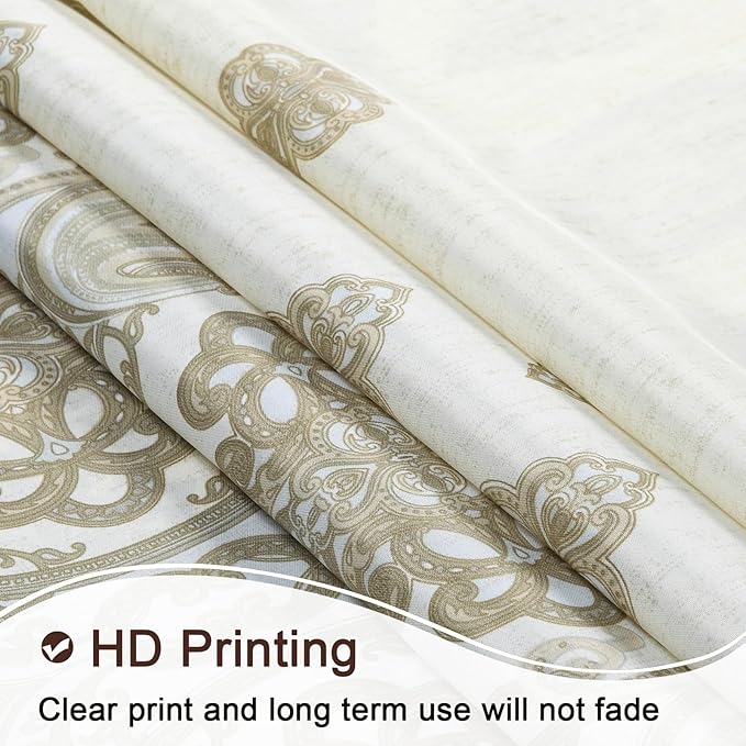 Stall Fabric Shower Curtain, 54 inch Beige Boho Paisley Print Shower Curtains for Bathroom, Waterproof Polyester Small Bathroom Curtains, 54" W x 72" H