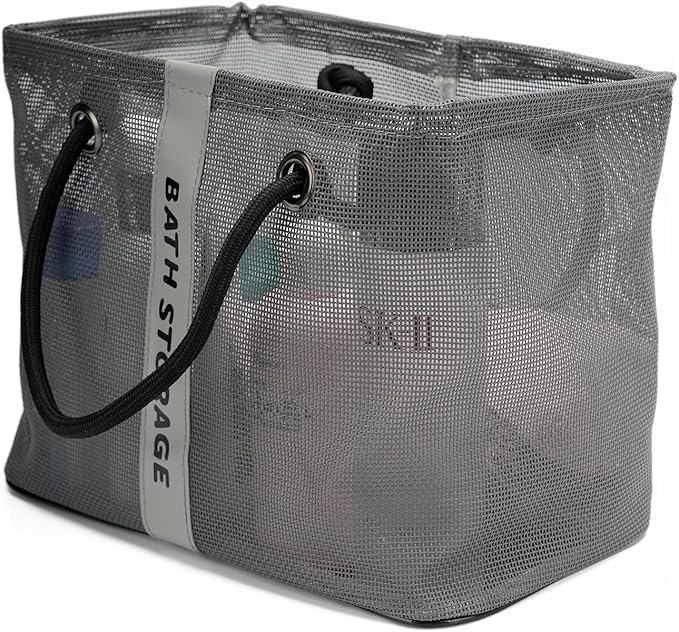 TOPASION Bath Storage Shower Caddy Organizer for Bathroom, College Dorm, Camp, Gym (Small Grey)