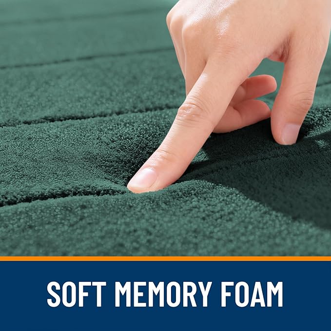OLANLY Memory Foam Long Bathroom Rugs Runner 70x24, Super Soft Absorbent Bath Mat, Quick Dry, Machine Washable Shower Rugs, Bathmat Carpet, Bathroom Home Decor Accessories, Blackish Green