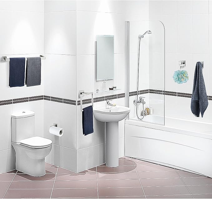 10 Pieces Bathroom Hardware Accessories Set Brushed Nickel,24 Inch Bathroom Towel Rack Set SUS304 Stainless Steel, Square Bath Towel bar Set Heavy Duty, Wall Mounted