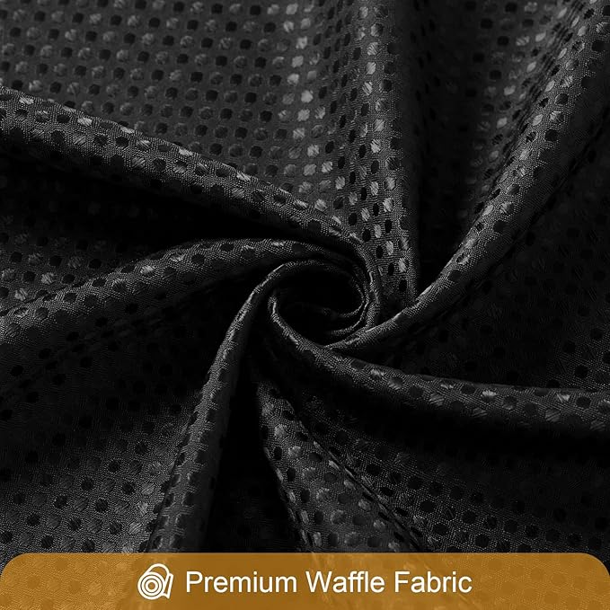 Gibelle 3 in 1 Black Waffle Shower Curtain Set 72x72, Luxury Weighted Fabric Shower Curtain with PEVA Liner, 12 Stainless Steel Double-Sided Hooks, Water Repellent, Bathroom Decor