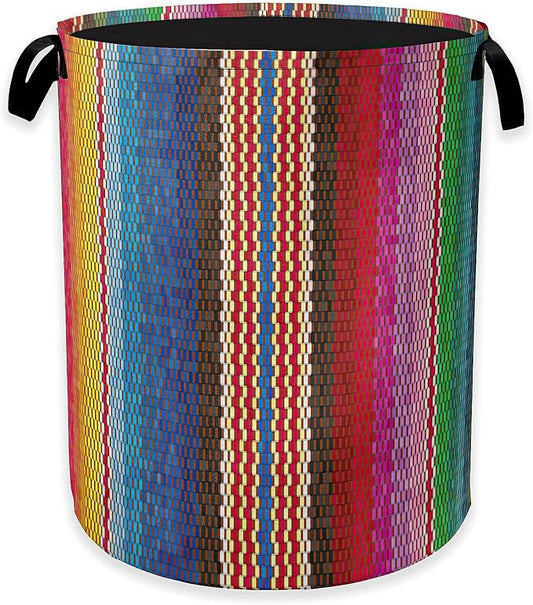Mexican Stripes Laundry Hamper,Ethnic Collapsible Laundry Baskets,Waterproof Oxford Cloth Laundry Room Organization for Bedroom,Bathroom,Nursery,16x20 Inch